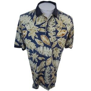 Splatt vintage 1990s Men Shirt POLO pit to pit 23 Hawaiian floral cotton jersey